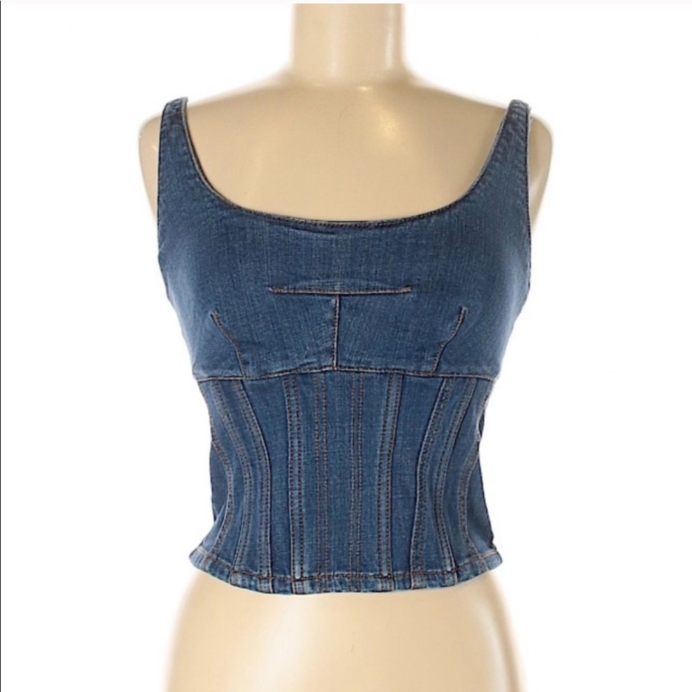 ISO Anthropologie Denim Crop Top with bow